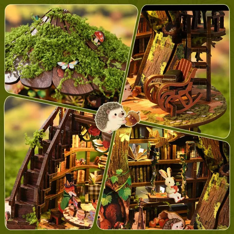 Magic Treehouse Library DIY Wooden Miniature Book Nook Kit