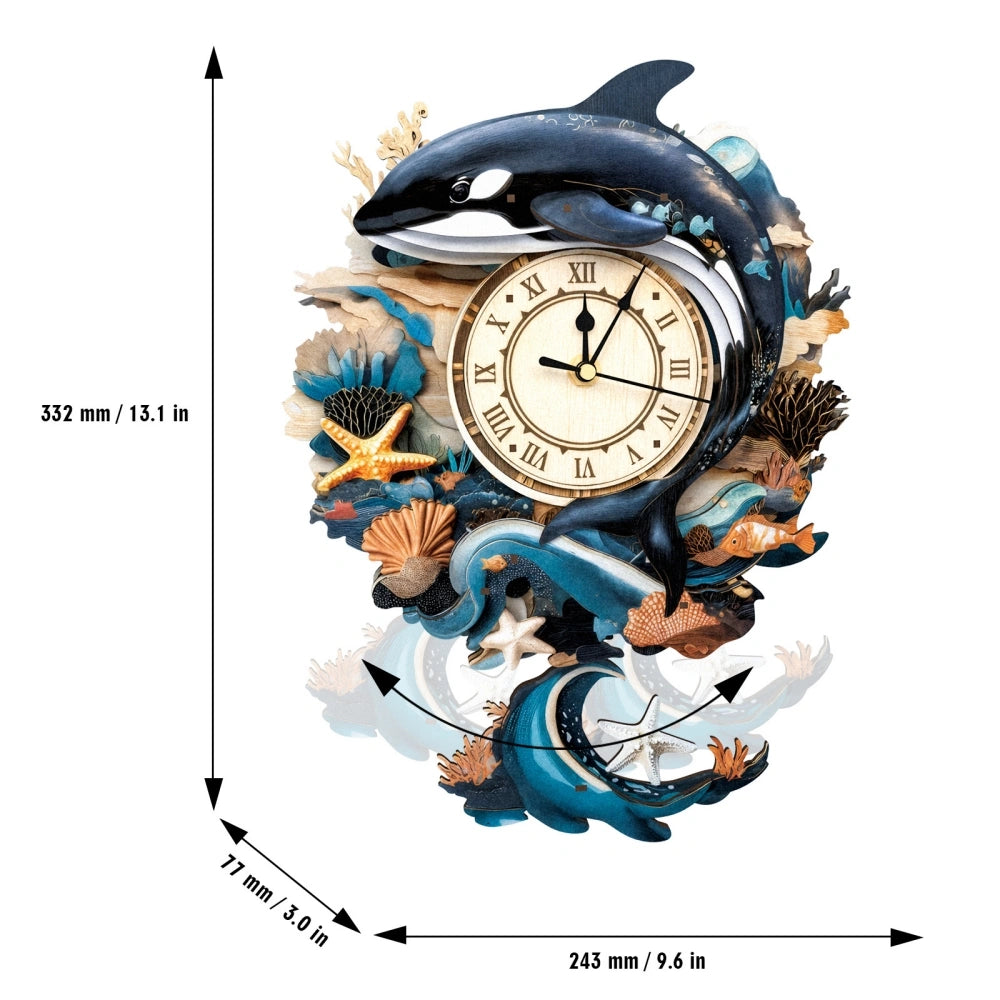 Ugeargeek Wooden Puzzle Wall Clock Series - Orca