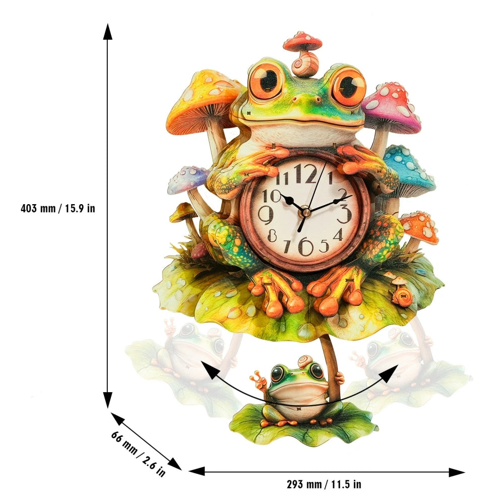 Ugeargeek Wooden Puzzle Wall Clock Series - Mushroom Frog