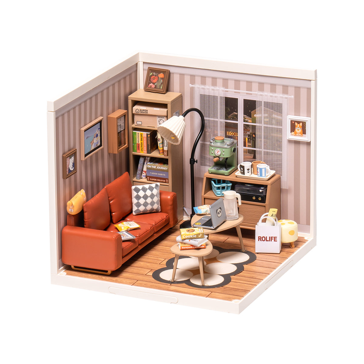 Cozy Living Lounge DIY Plastic Miniature House DW007 Rolife Ugeargeek