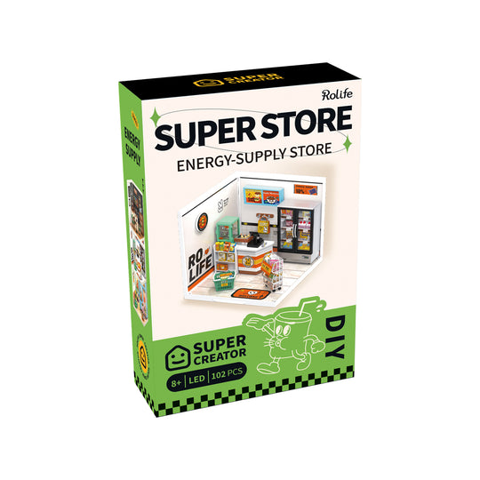 Super Creator Energy Supply Store Plastic DIY Miniature House Kit DW002 Rolife