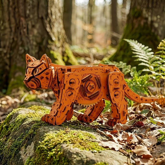 Ugeargeek Mechanical Orange Cat 3D Wooden Puzzle Kit