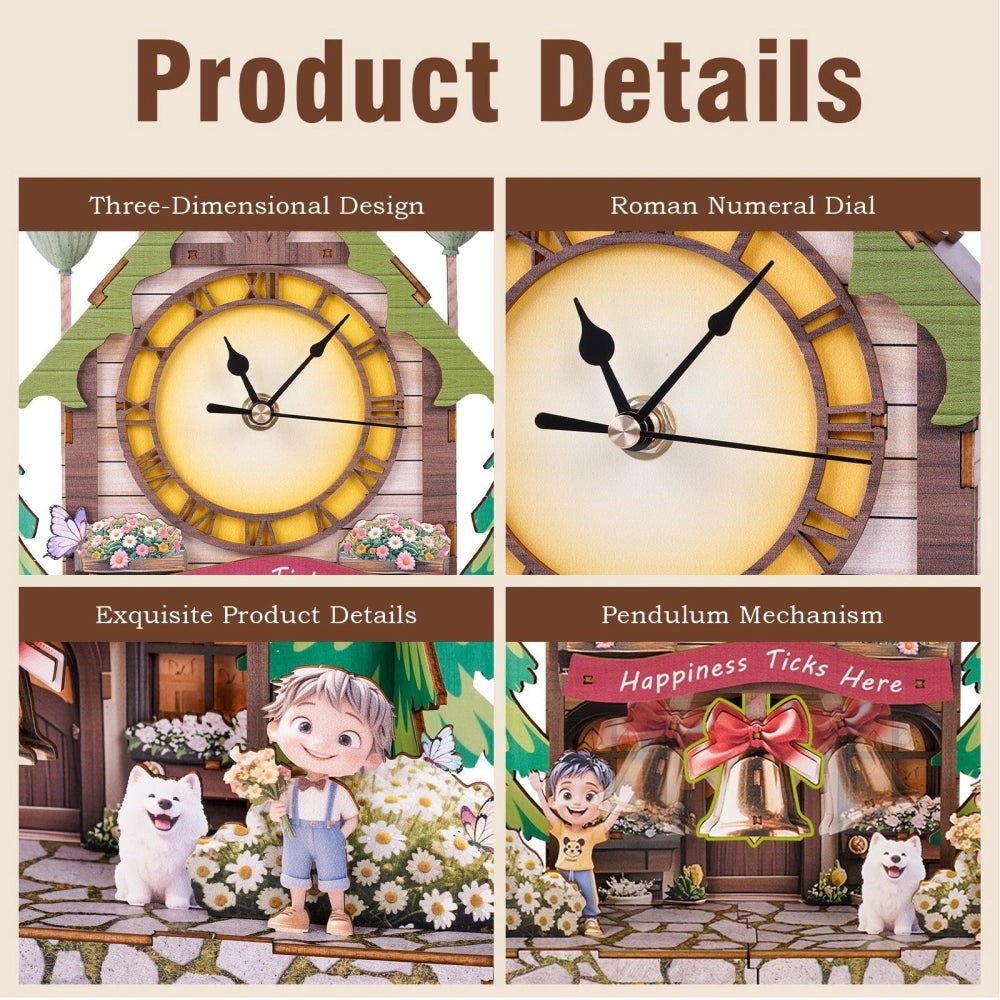 Ugeargeek Wooden Puzzle Wall Clock Series - Balloon Cottage