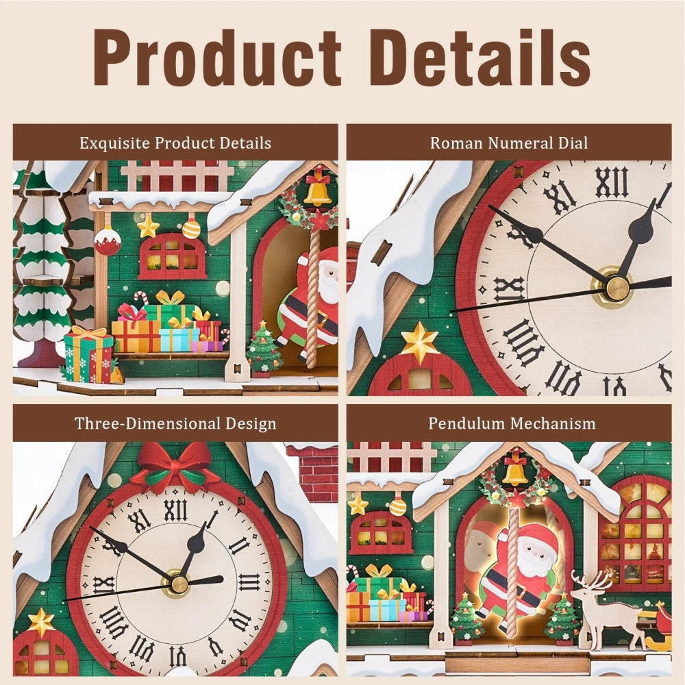 Ugeargeek Wooden Puzzle Wall Clock Series - Christmas Igloo