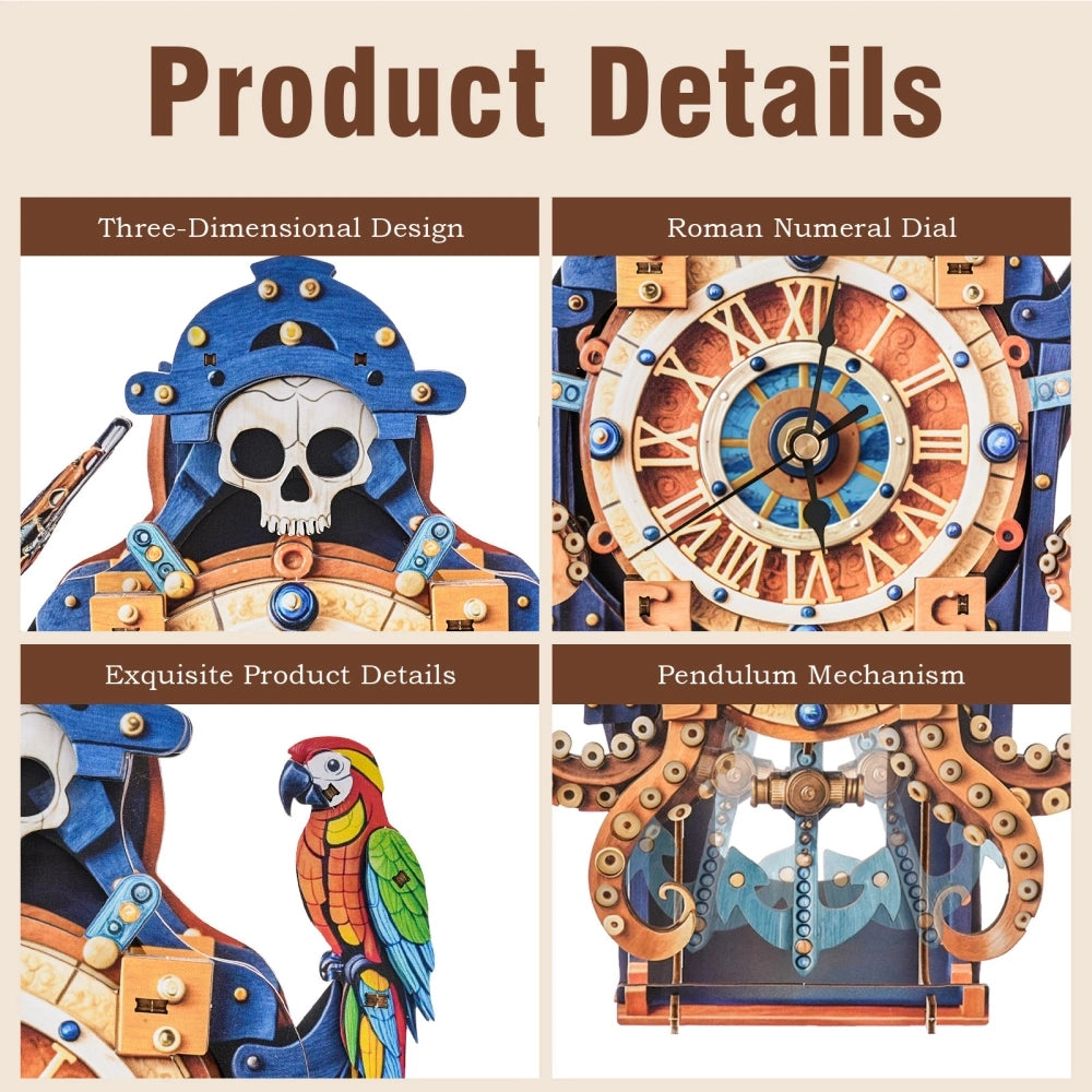 Ugeargeek Wooden Puzzle Wall Clock Series - Kraken