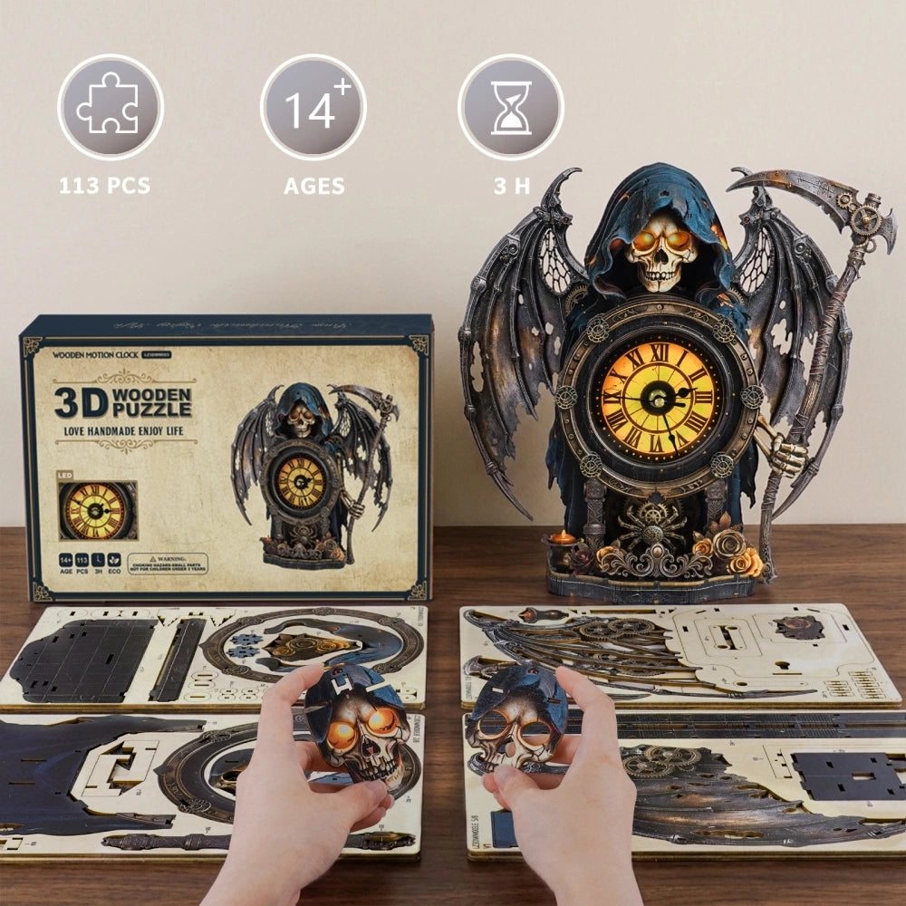 Ugeargeek Chronos Reaper 3D Mechanical Wooden Clock