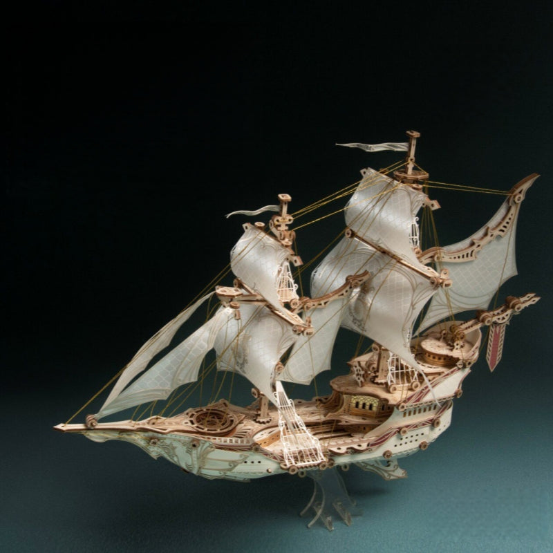 Ugeargeek Elf Ship Miniature Wooden Assembly