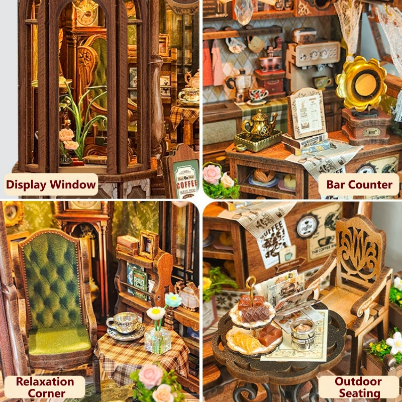 Ugeargeek Floral Mark Café Miniature Wooden Assembly