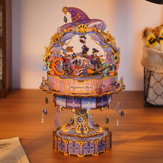Ugeargeek Wooden Assembly Music Box - The Magician's Show