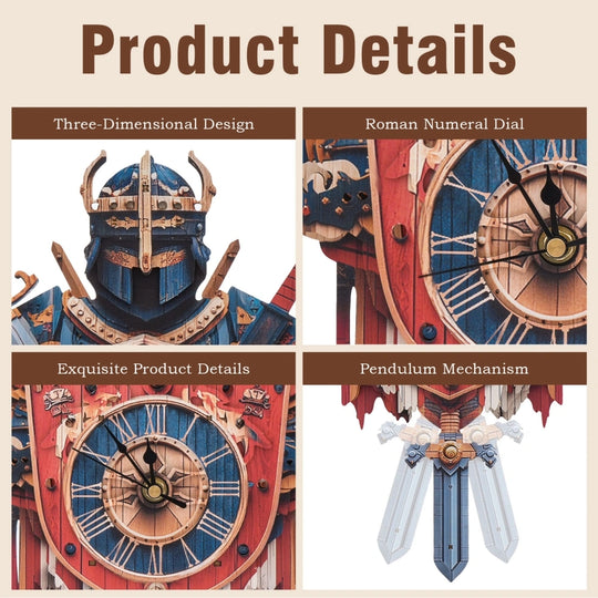 Ugeargeek Wooden Puzzle Wall Clock Series - Knight