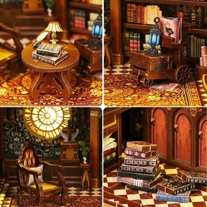 Ugeargeek Vintage Library DIY Wooden Book Nook Kit