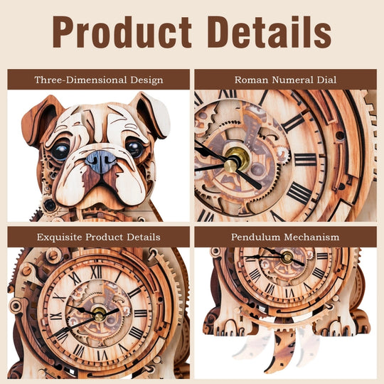 Ugeargeek Wooden Puzzle Wall Clock Series - Bulldog