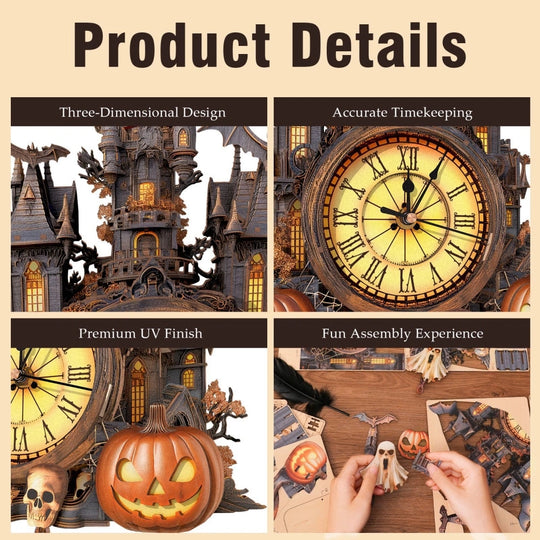 Ugeargeek Wooden Halloween Cottage Wall Clock Puzzle