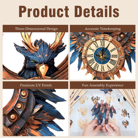 Ugeargeek Wooden Puzzle Wall Clock Series - Thunderbird