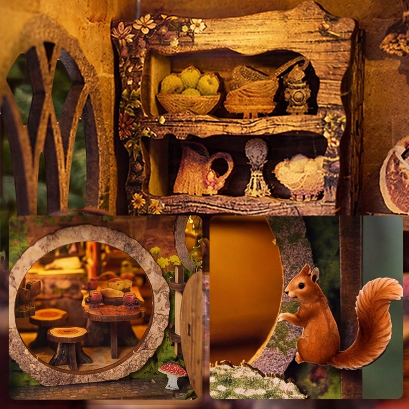 Ugeargeek Moss Cottage 3D Wooden Book Nook Kit