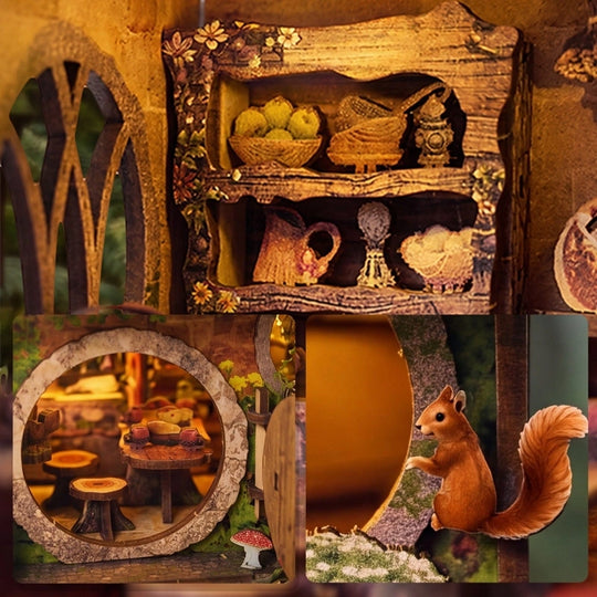 Ugeargeek Moss Cottage 3D Wooden Book Nook Kit