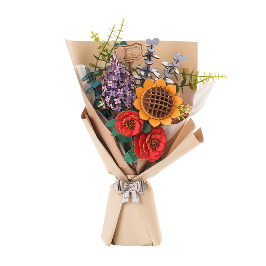 DIY Wooden Flower Bouquet 3D Wooden Puzzle Rokr