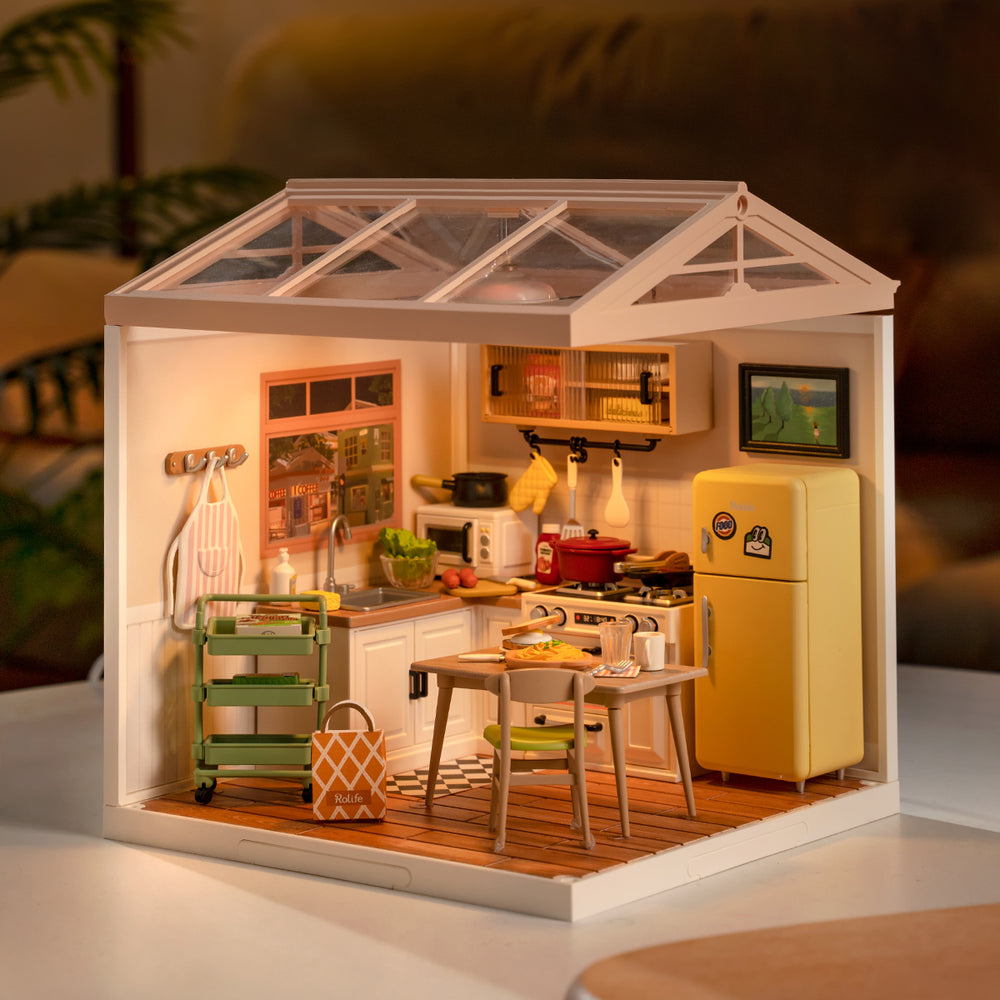 Happy Meals Kitchen DIY Plastic Miniature House DW008 Rolife