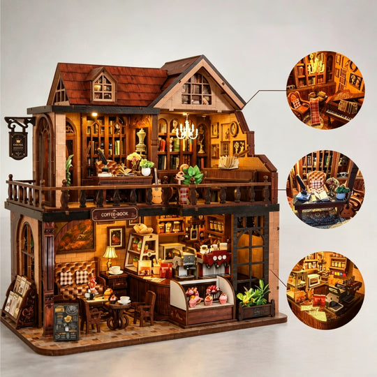 Ugeargeek Nolen Book Café DIY Wooden Miniature House Kit