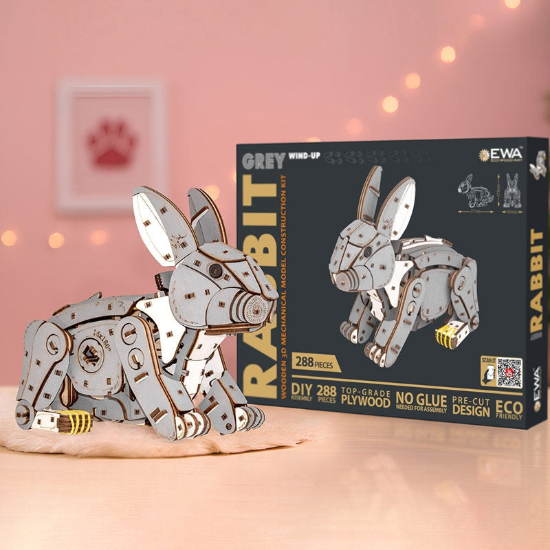 Ugeargeek Mechanical Pet Rabbit 3D Wooden Puzzle