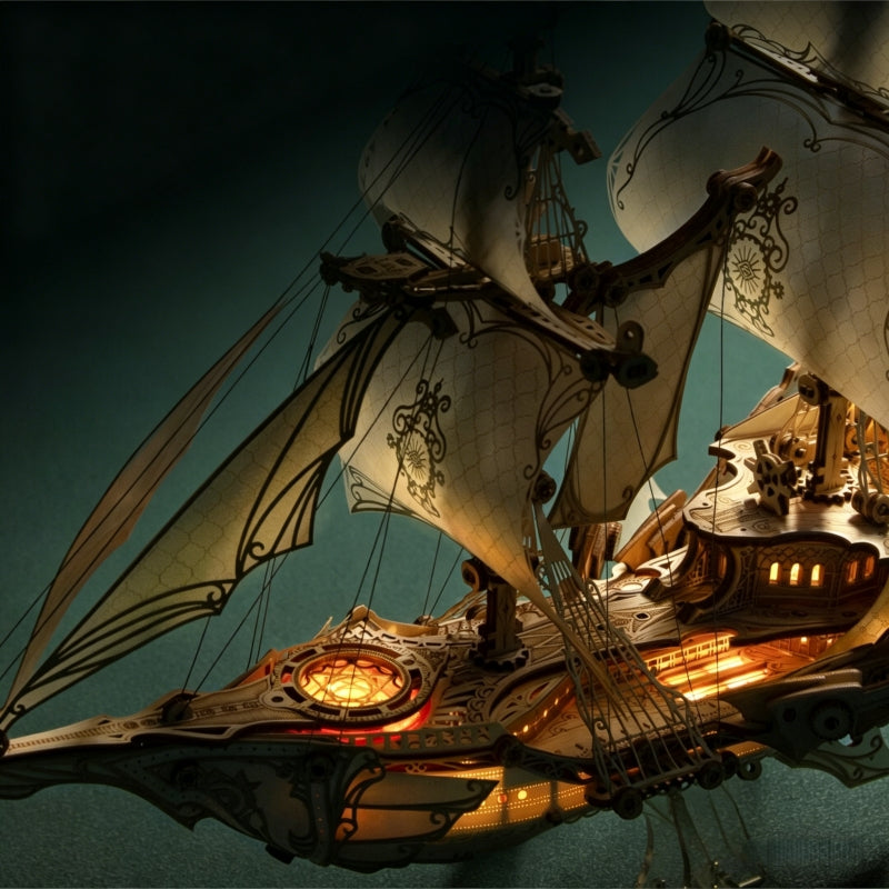 Ugeargeek Elf Ship Miniature Wooden Assembly