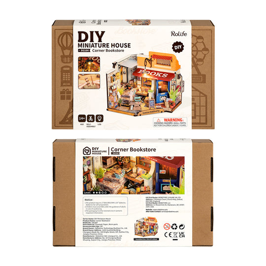 Corner Bookstore DIY Miniature House Kit DG164 Rolife