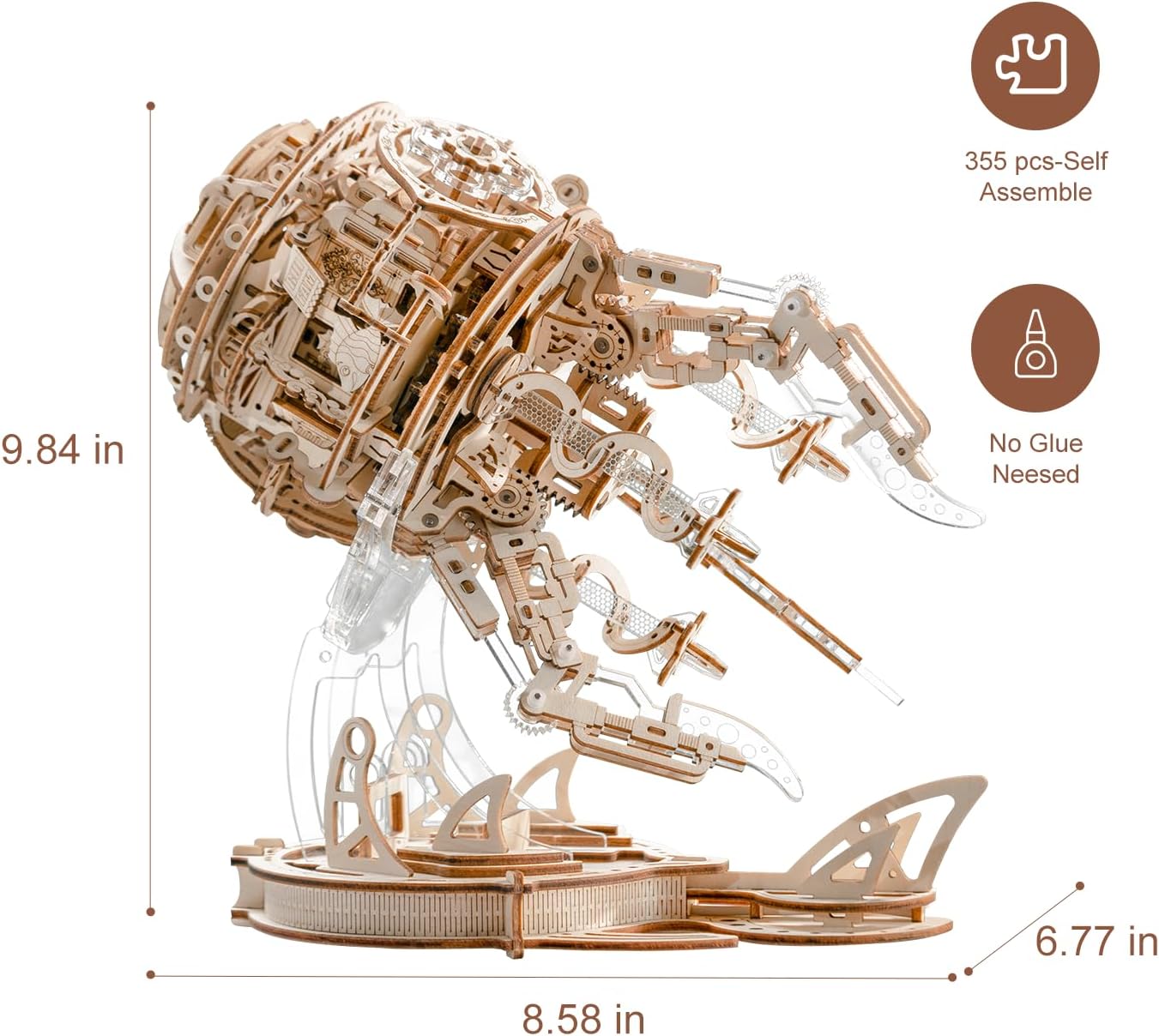 ORSA オルサ　真鍮と珊瑚と瑪瑙のモビール オブジェ　アート Ugeargeek Aurora Jellyfish 3D Wooden Puzzle