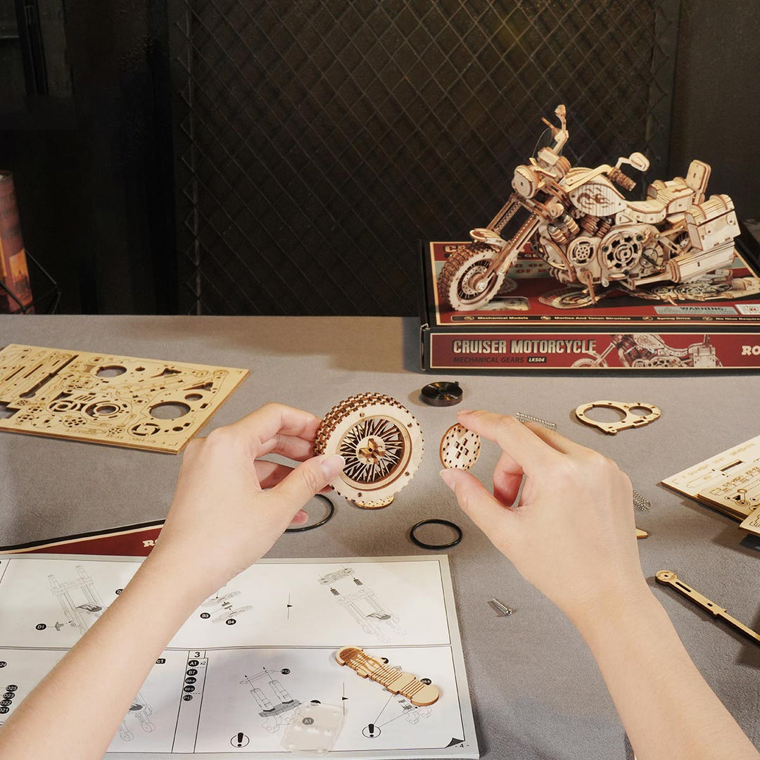 Cruiser Motorcycle LK504 3D Wooden Puzzle Rokr