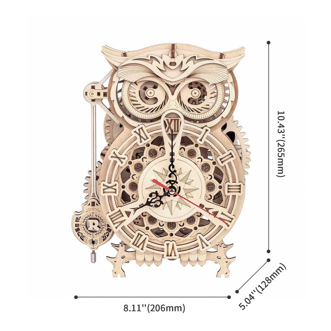 Owl Clock Mechanical Gears 3D Wooden Puzzle LK503 Rokr