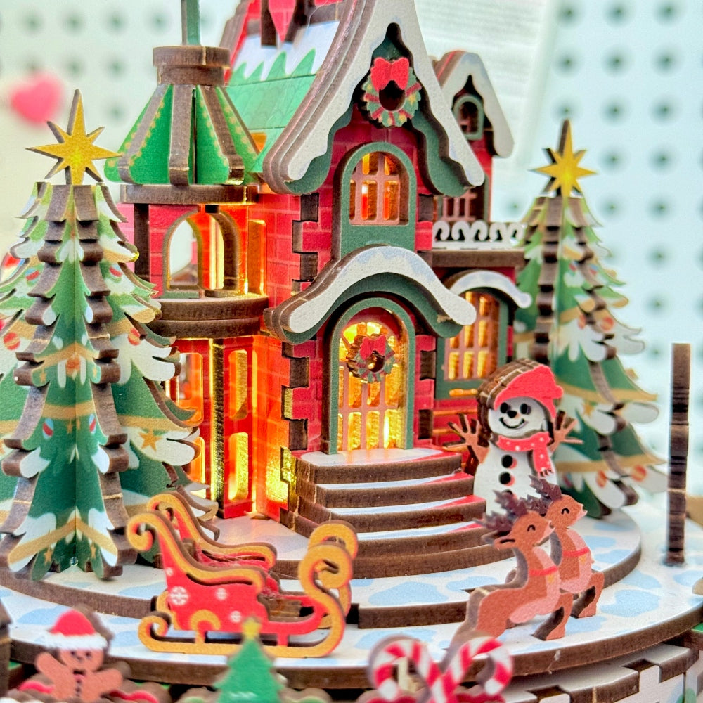 Ugeargeek Floating Christmas Castle 3D Wooden Holiday Village Puzzle K