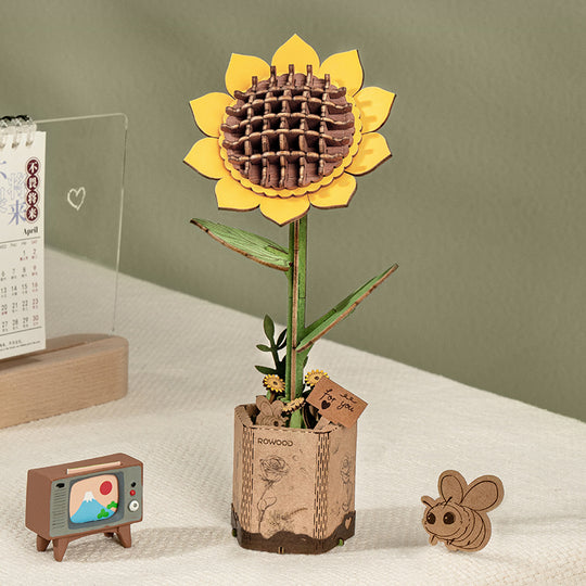 DIY Wooden Flower Bouquet 3D Wooden Puzzle Rokr