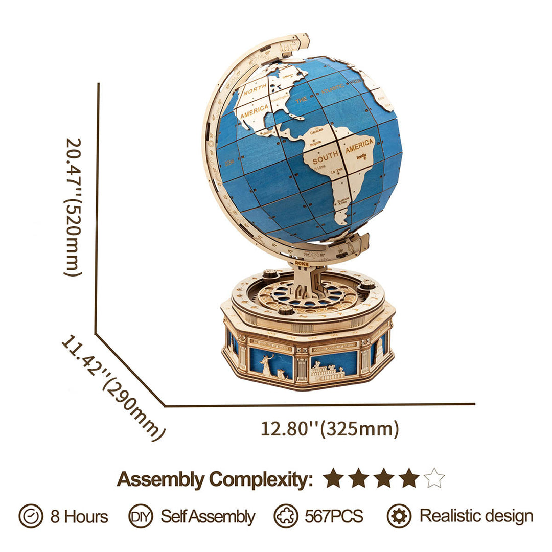 Le modèle Globe Puzzle en bois 3D ST002 Rokr 