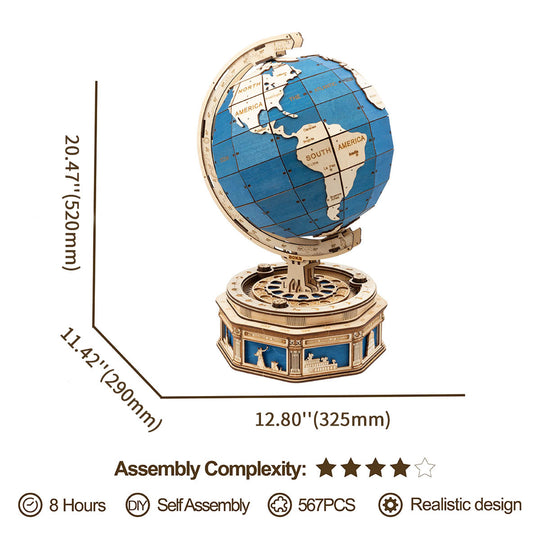 The Globe Model 3D Wooden Puzzle ST002 Rokr