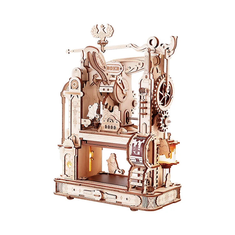 Classic Printing Press Mechanical 3D Wooden Puzzle LK602 Rokr