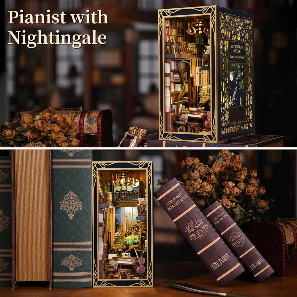 Ugeargeek DIY Book Nook Kit - Pianist with Nightingale