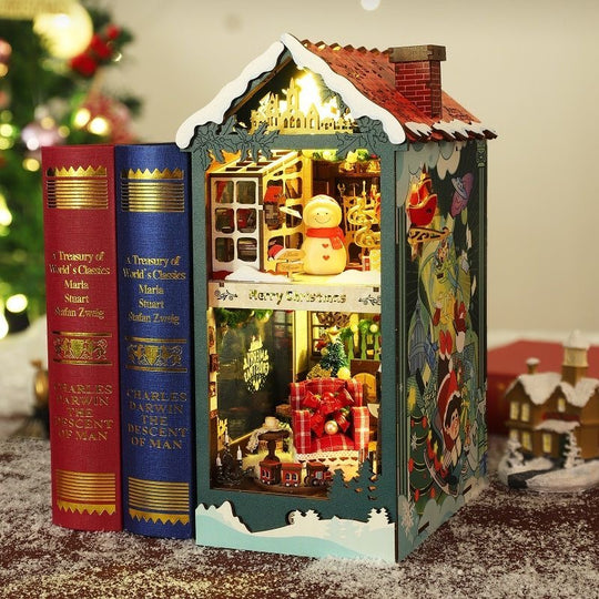 Ugeargeek Christmas Fireplace Snowman Book Nook