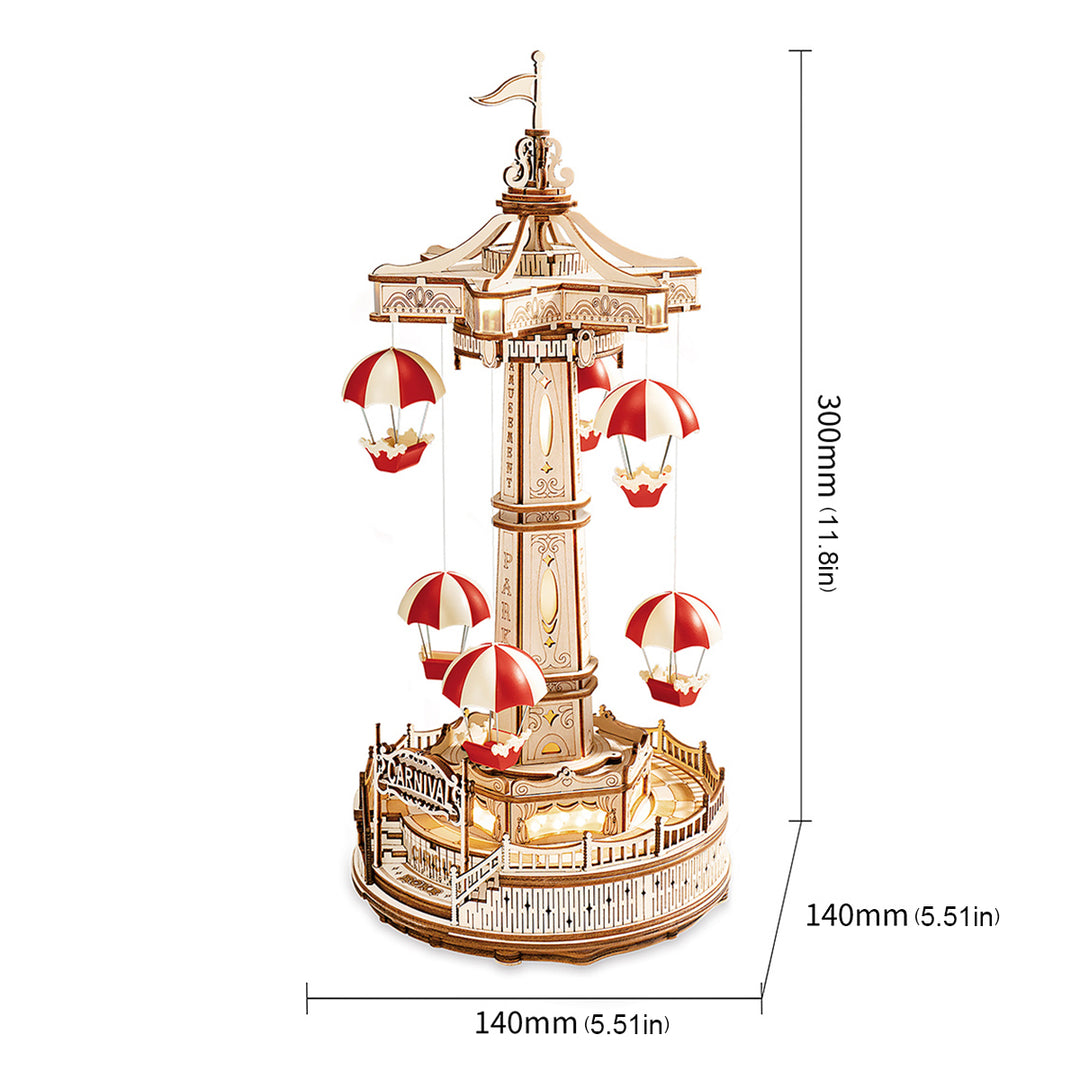 Parachute Tower DIY Music Box 3D Wooden Puzzle EA01 Rokr