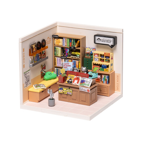 Super Creator Fascinating Book Store Plastic DIY Miniature House Kit DW004 Rolife