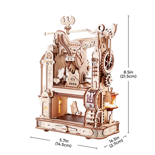 Classic Printing Press Mechanical 3D Wooden Puzzle LK602 Rokr