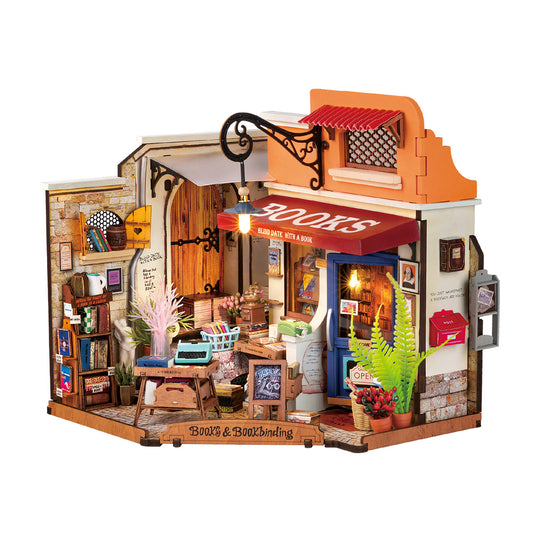 Corner Bookstore DIY Miniature House Kit DG164 Rolife