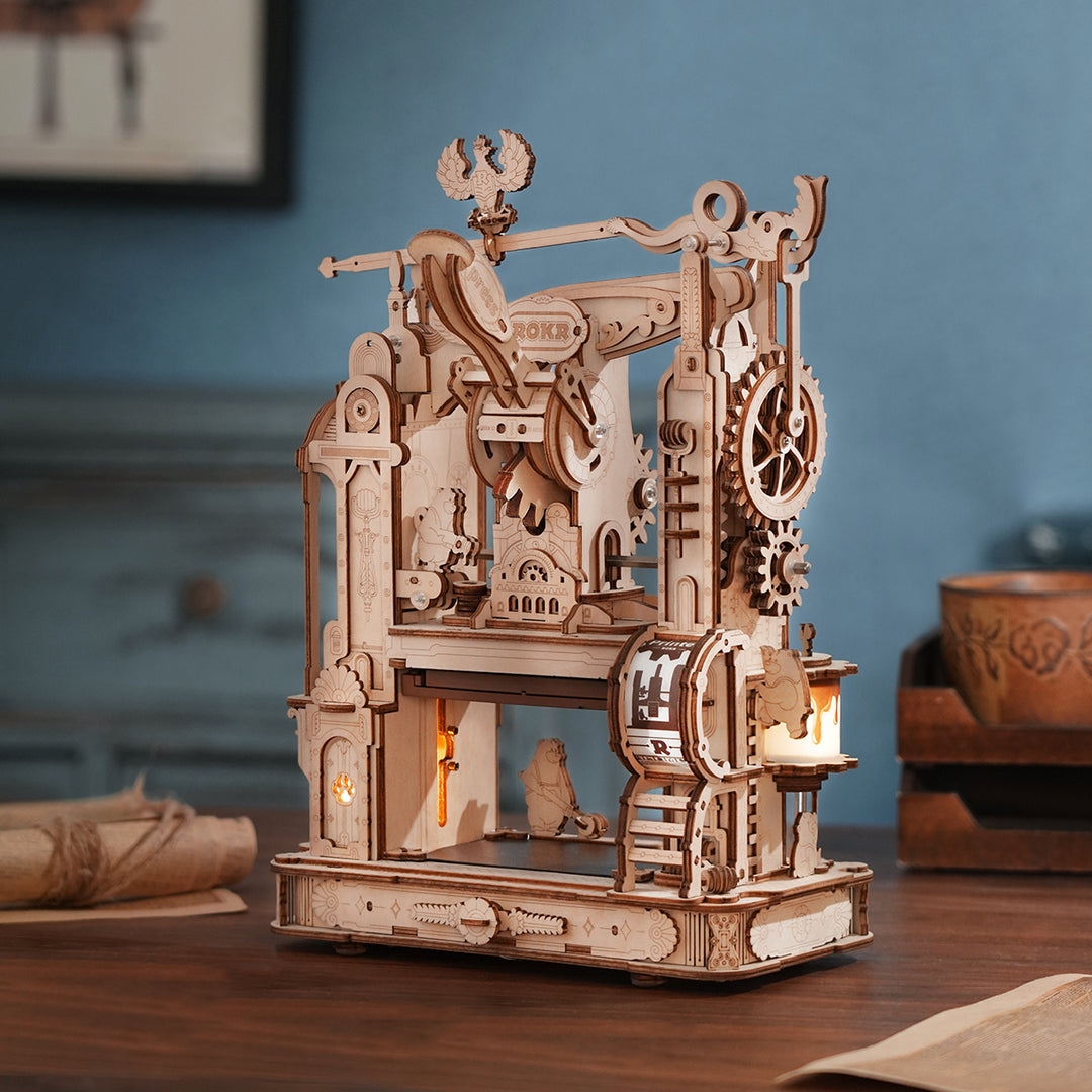 Classic Printing Press Mechanical 3D Wooden Puzzle LK602 Rokr