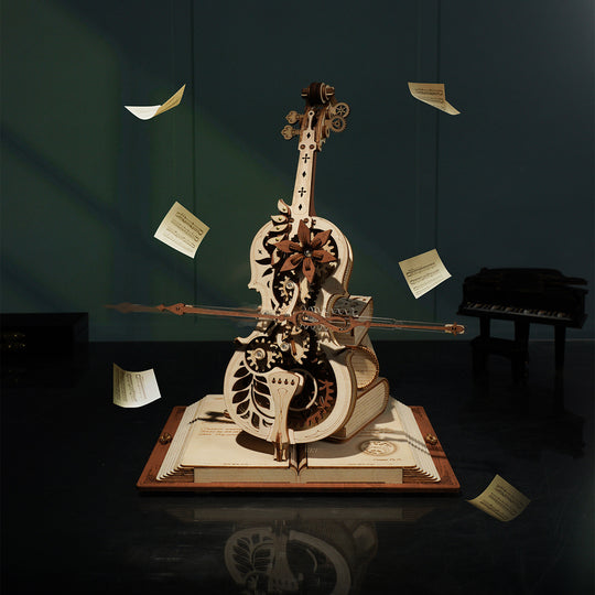 Magic Cello Mechanical Music Box 3D Wooden Puzzle