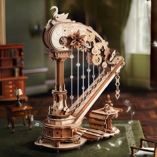 Ugeargeek Elegant Harp Music Box 3D Wooden Puzzle