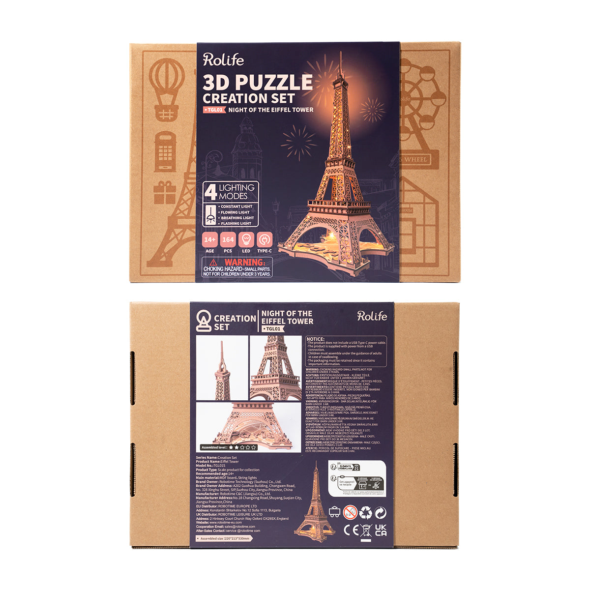 Night of the Eiffel Tower 3D Wooden Puzzle TGL01 Rolife – Ugeargeek