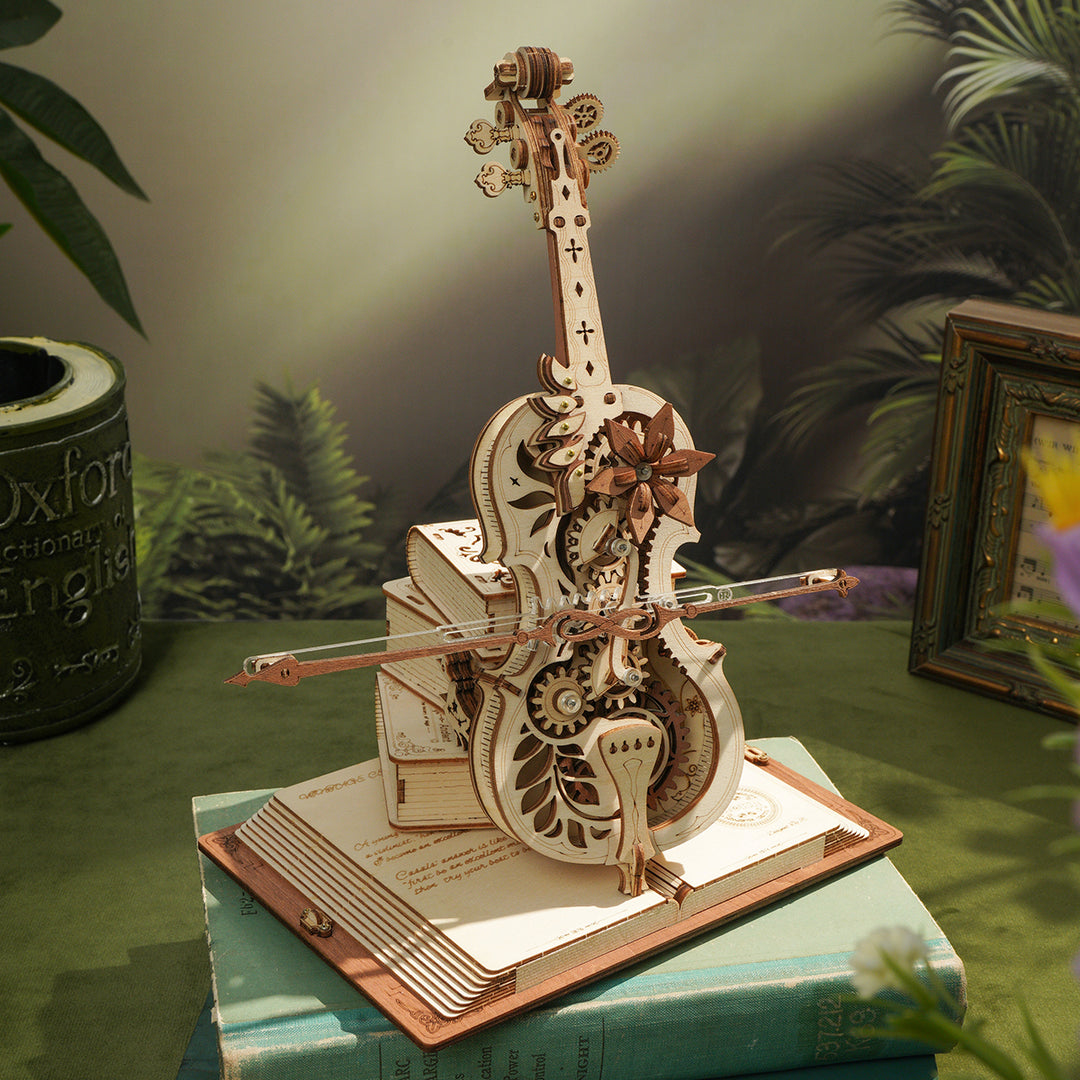 Magic Cello Mechanical Music Box 3D Wooden Puzzle