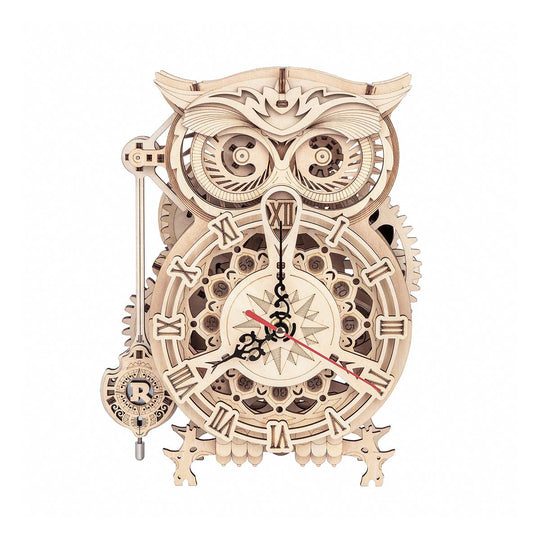 Owl Clock Mechanical Gears 3D Wooden Puzzle LK503 Rokr