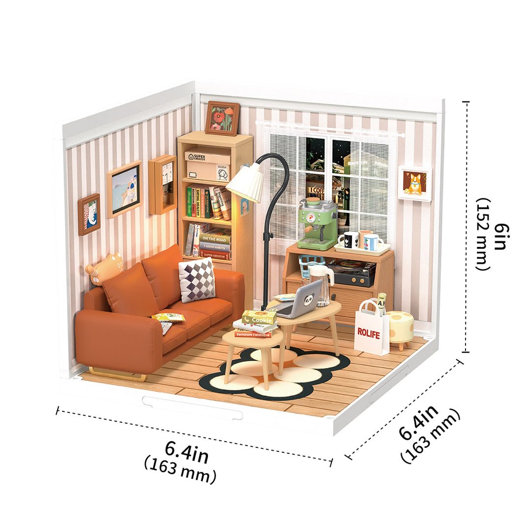 Cozy Living Lounge DIY Plastic Miniature House DW007 Rolife