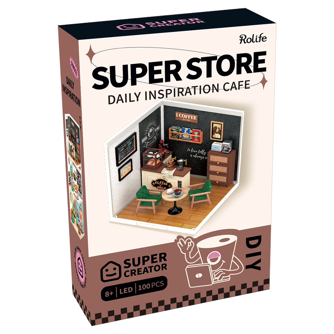 Super Creator Daily Inspiration Cafe Plastic DIY Miniature House Kit DW001 Rolife