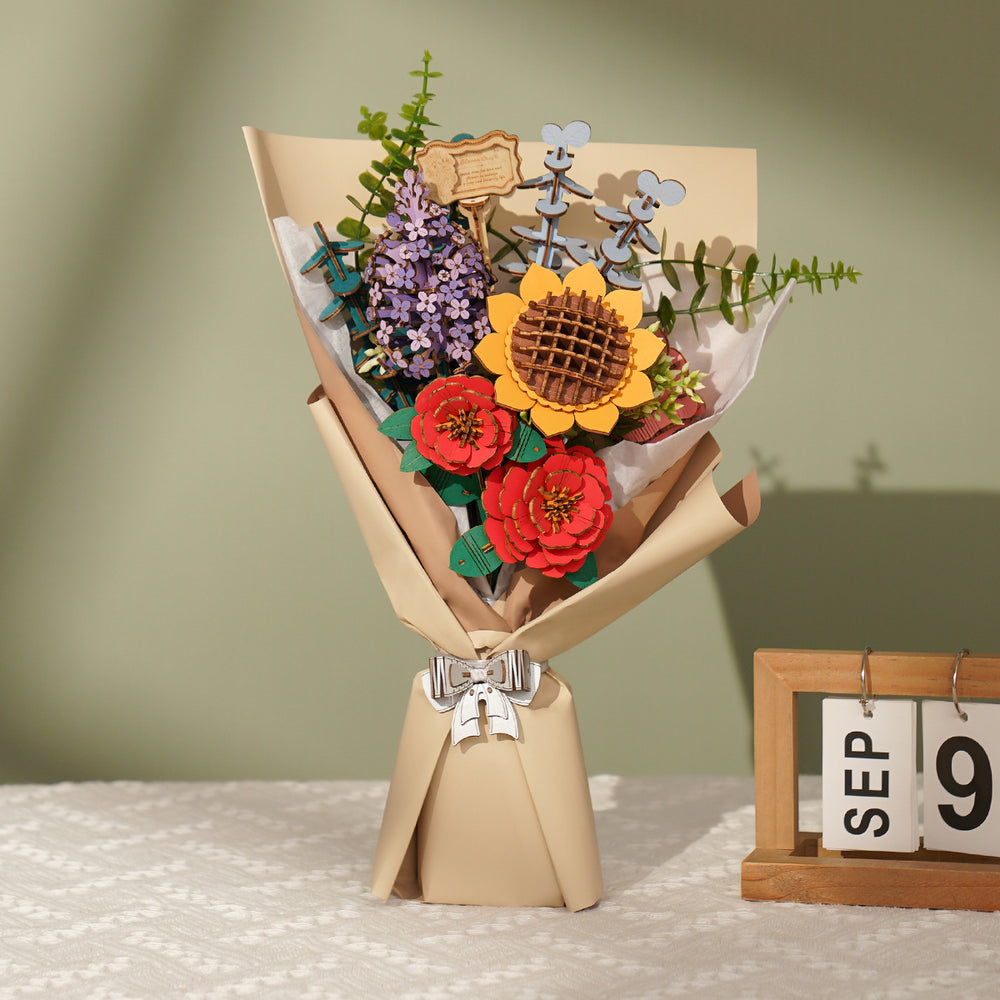 DIY Wooden Flower Bouquet 3D Wooden Puzzle Rokr